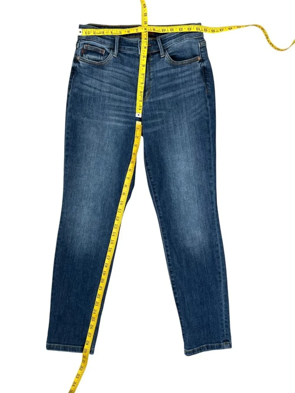 Judy Blue Boyfriend Fit Jeans Size 5/27 Stretch Cuffed Dark Wash